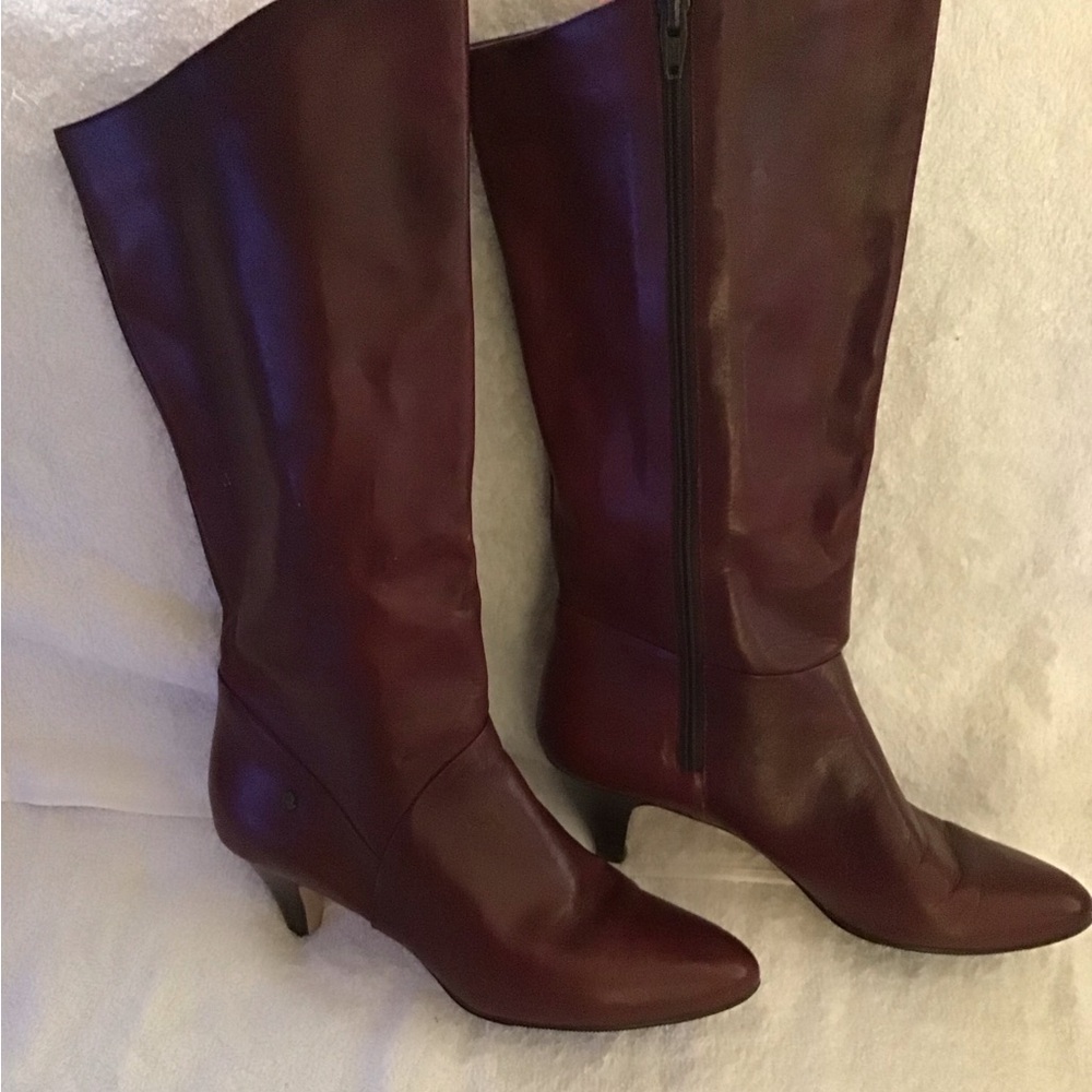 Women's Burgundy Leather Knee-High Boots
